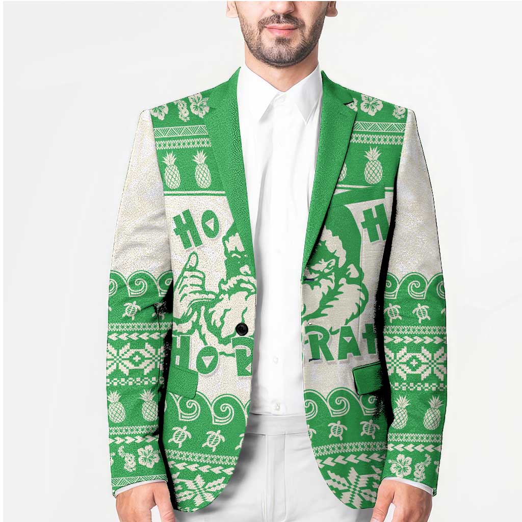 Green Mele Kalikimaka Hawaii Blazer Funny Ho Ho Ho Santa Shaka - Polynesian Pride