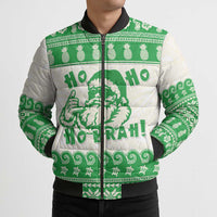 Green Mele Kalikimaka Hawaii Bomber Puffer Jacket Funny Ho Ho Ho Santa Shaka - Polynesian Pride