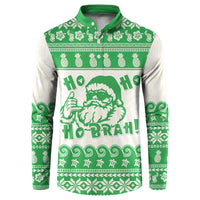 Green Mele Kalikimaka Hawaii Button Sweatshirt Funny Ho Ho Ho Santa Shaka - Polynesian Pride