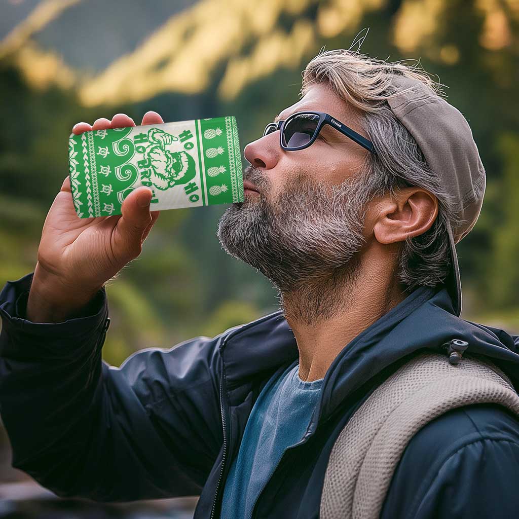 Green Mele Kalikimaka Hawaii 4 in 1 Can Cooler Tumbler Funny Ho Ho Ho Santa Shaka - Polynesian Pride