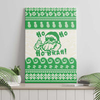 Green Mele Kalikimaka Hawaii Canvas Wall Art Funny Ho Ho Ho Santa Shaka - Polynesian Pride