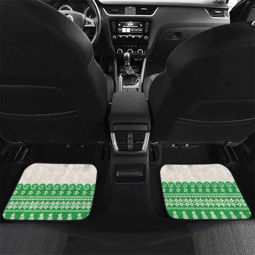 Green Mele Kalikimaka Hawaii Car Mats Funny Ho Ho Ho Santa Shaka - Polynesian Pride