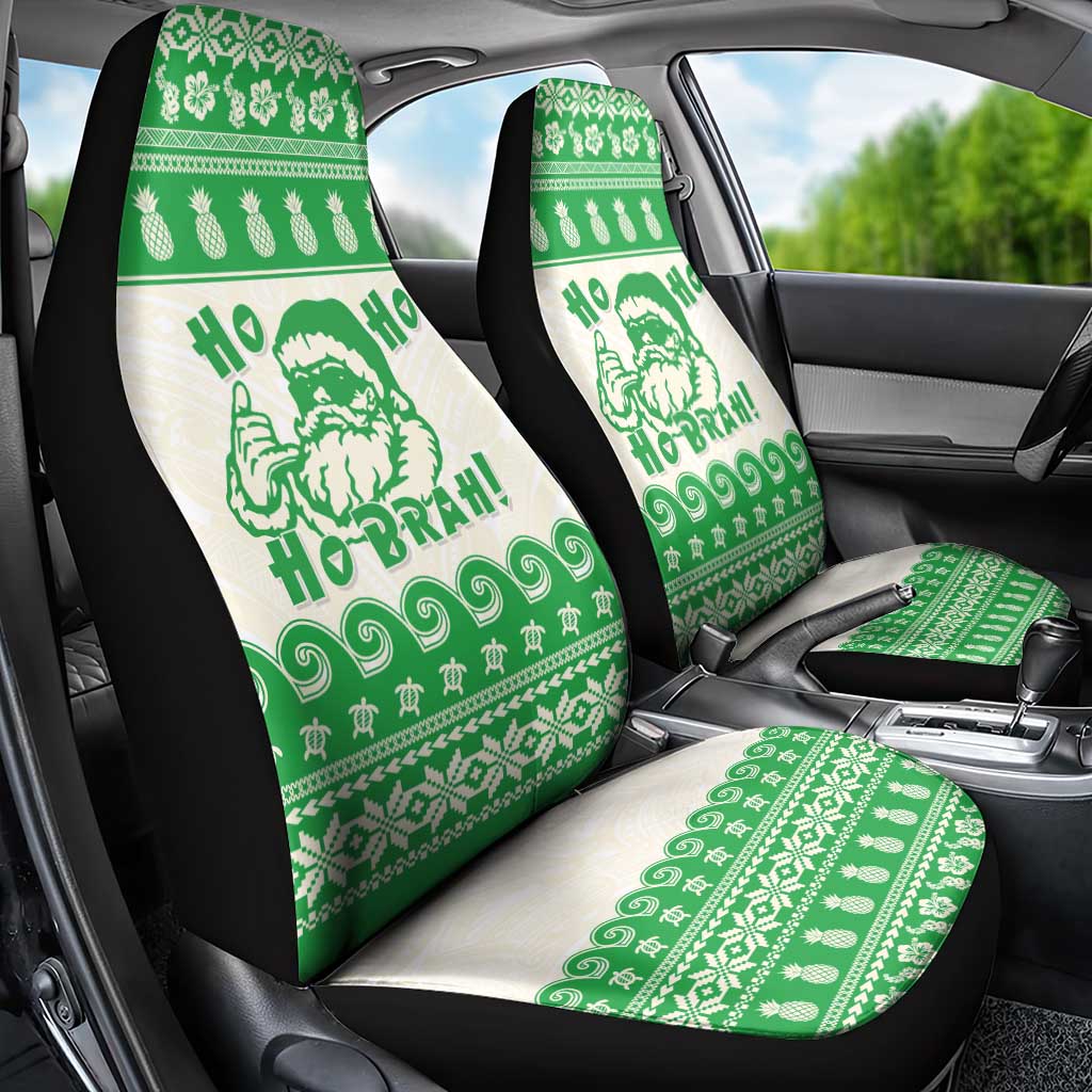 Green Mele Kalikimaka Hawaii Car Seat Cover Funny Ho Ho Ho Santa Shaka - Polynesian Pride