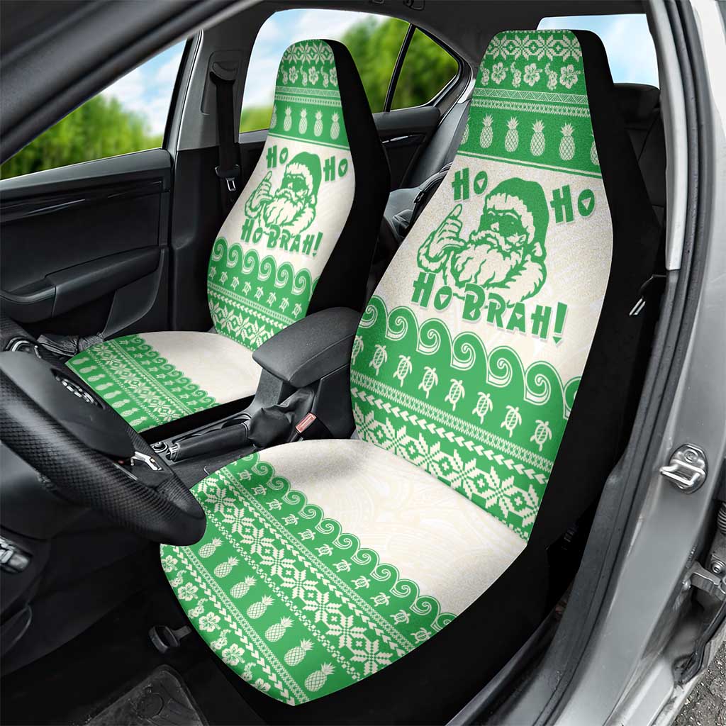 Green Mele Kalikimaka Hawaii Car Seat Cover Funny Ho Ho Ho Santa Shaka - Polynesian Pride