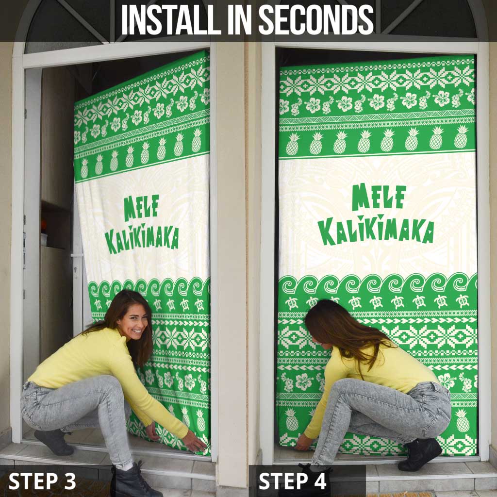 Green Mele Kalikimaka Hawaii Door Cover Funny Ho Ho Ho Santa Shaka - Polynesian Pride