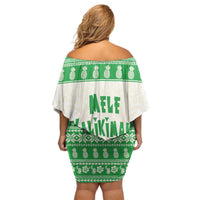 Green Mele Kalikimaka Hawaii Family Matching Off Shoulder Short Dress and Hawaiian Shirt Funny Ho Ho Ho Santa Shaka - Polynesian Pride