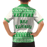 Green Mele Kalikimaka Hawaii Family Matching Short Sleeve Bodycon Dress and Hawaiian Shirt Funny Ho Ho Ho Santa Shaka - Polynesian Pride