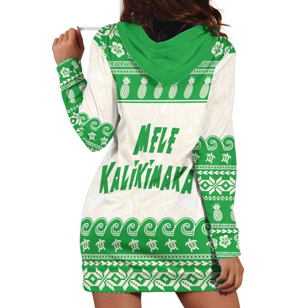 Green Mele Kalikimaka Hawaii Hoodie Dress Funny Ho Ho Ho Santa Shaka - Polynesian Pride