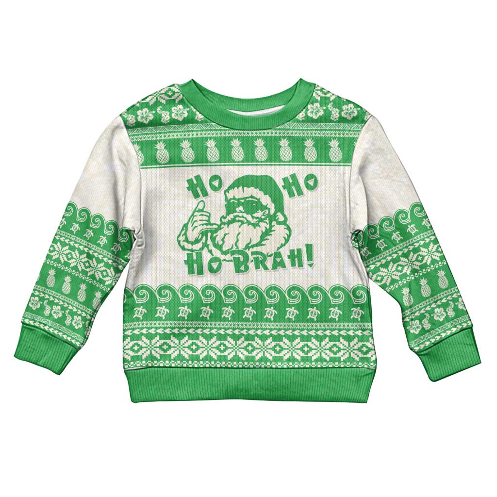 Green Mele Kalikimaka Hawaii Kid Ugly Christmas Sweater Funny Ho Ho Ho Santa Shaka - Polynesian Pride
