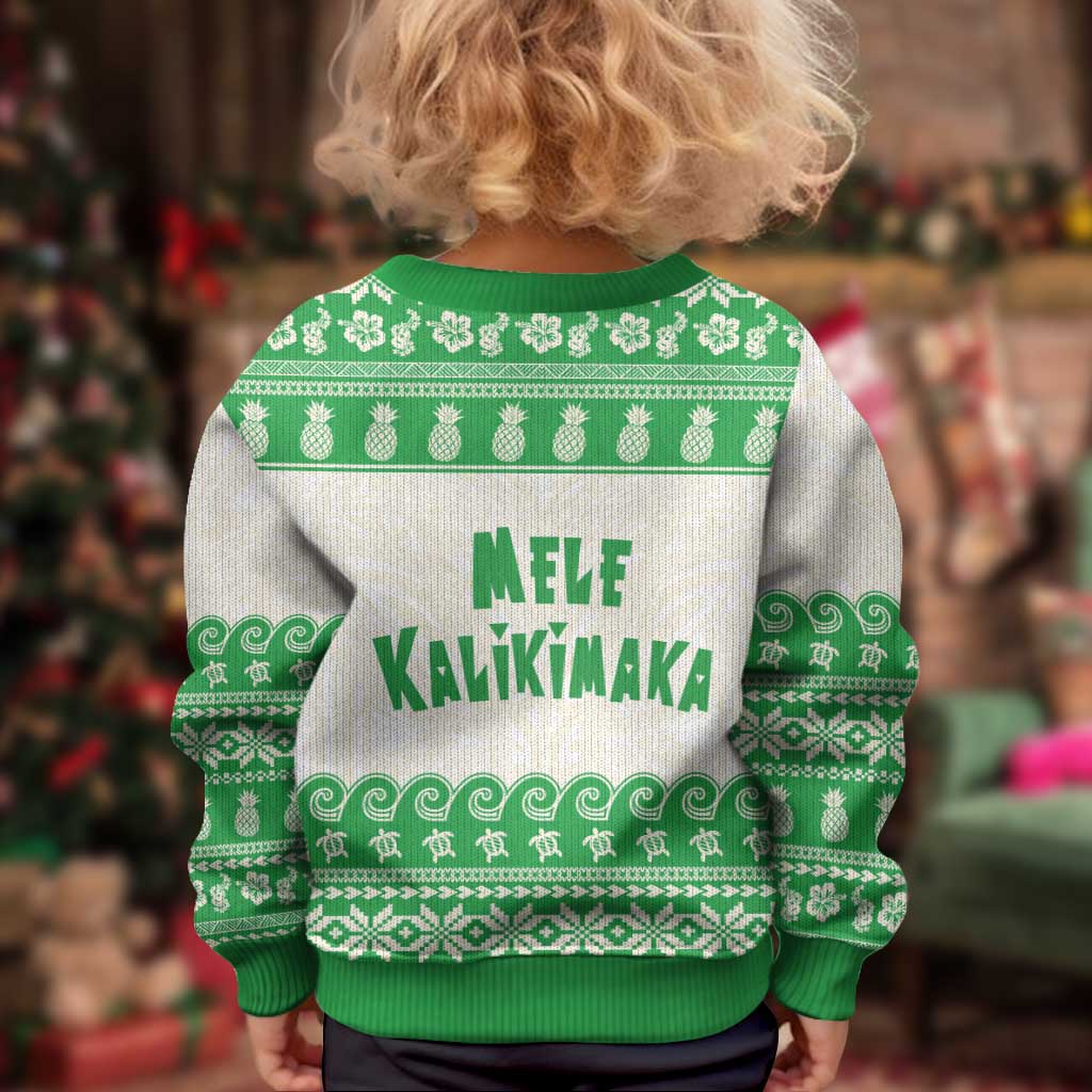 Green Mele Kalikimaka Hawaii Kid Ugly Christmas Sweater Funny Ho Ho Ho Santa Shaka - Polynesian Pride