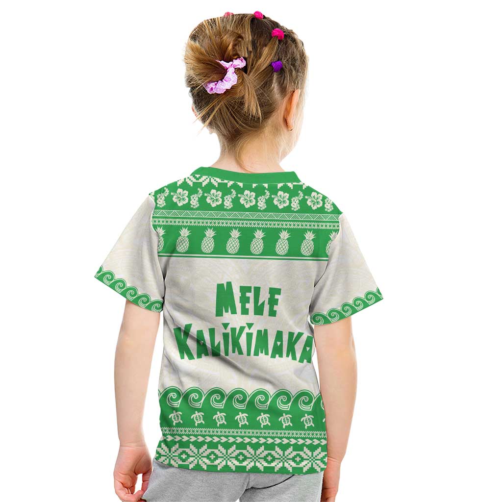 Green Mele Kalikimaka Hawaii Kid T Shirt Funny Ho Ho Ho Santa Shaka - Polynesian Pride