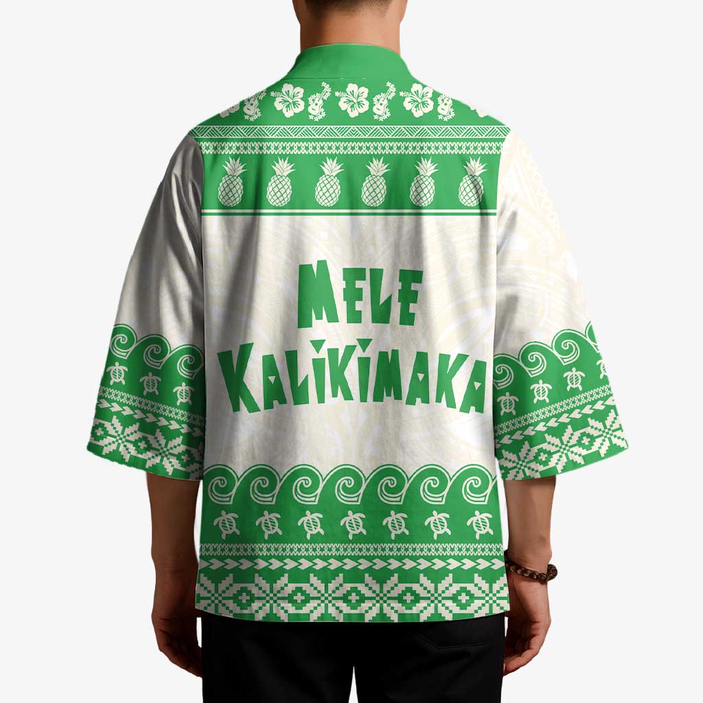 Green Mele Kalikimaka Hawaii Kimono Funny Ho Ho Ho Santa Shaka - Polynesian Pride