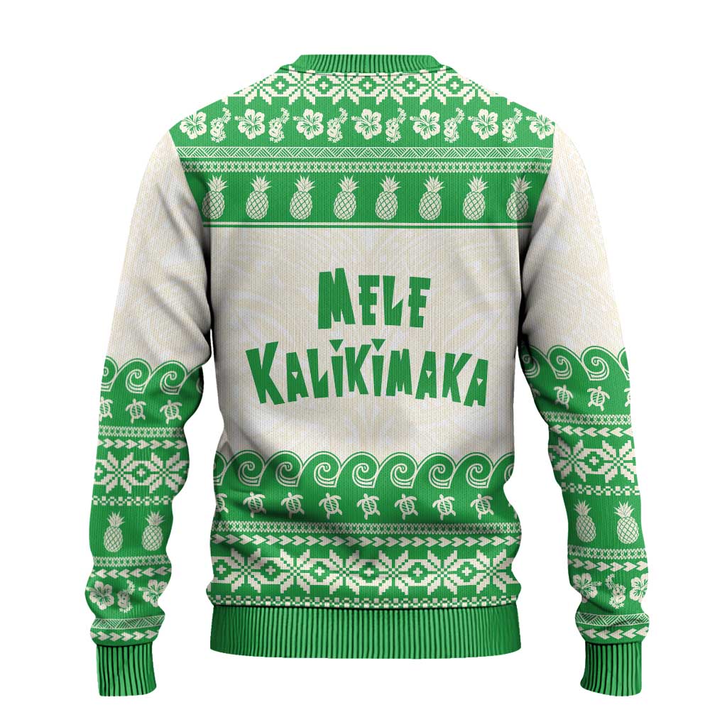 Green Mele Kalikimaka Hawaii Ugly Christmas Sweater Funny Ho Ho Ho Santa Shaka - Polynesian Pride