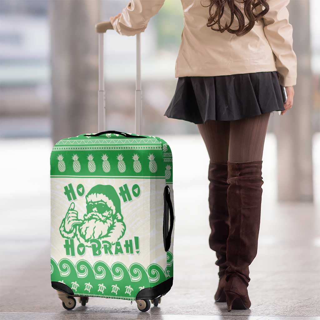 Green Mele Kalikimaka Hawaii Luggage Cover Funny Ho Ho Ho Santa Shaka LT14 - Polynesian Pride
