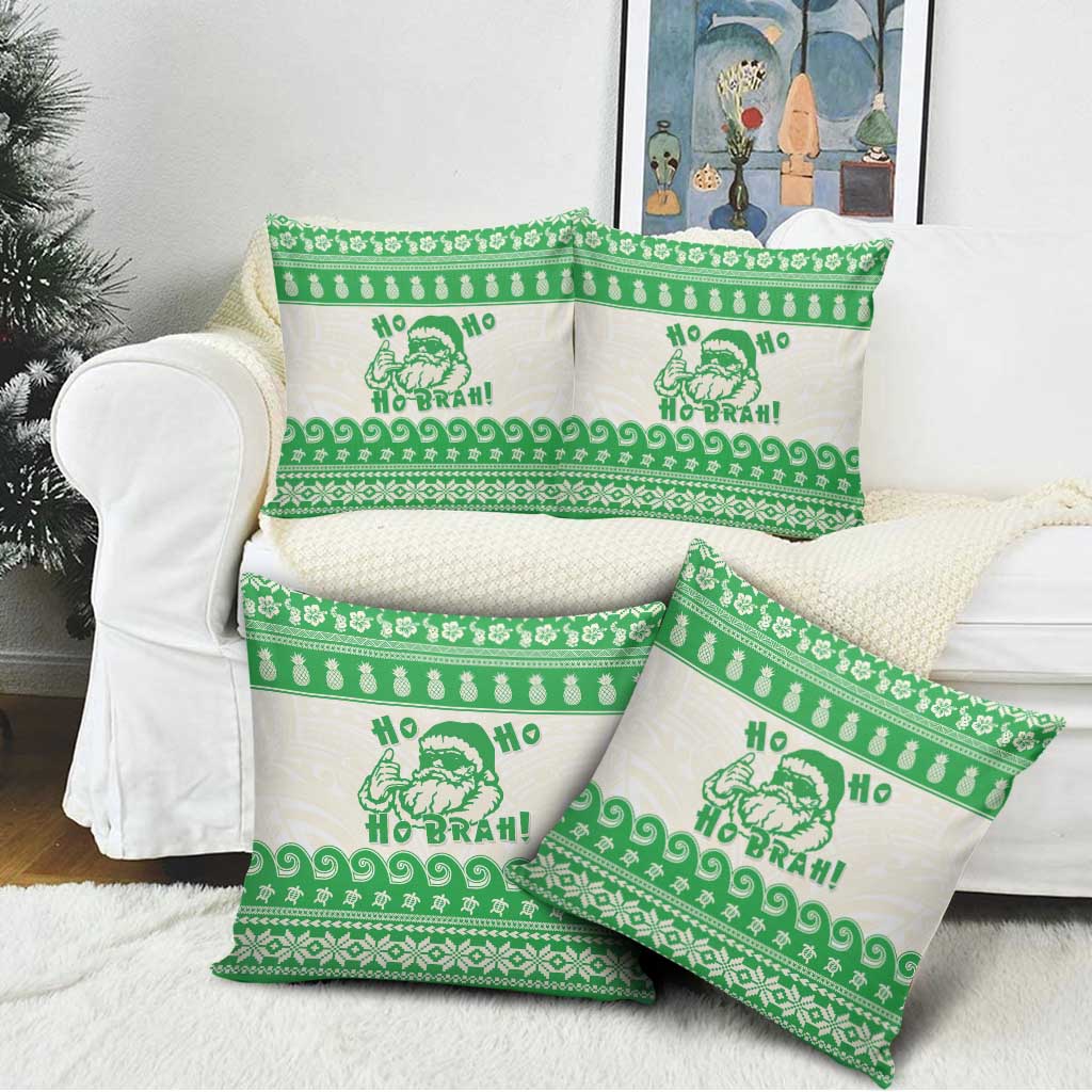 Green Mele Kalikimaka Hawaii Pillow Cover Funny Ho Ho Ho Santa Shaka - Polynesian Pride