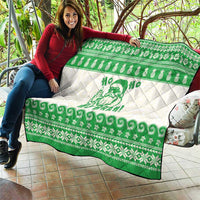 Green Mele Kalikimaka Hawaii Quilt Funny Ho Ho Ho Santa Shaka - Polynesian Pride