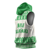 Green Mele Kalikimaka Hawaii Sleeveless Hoodie Funny Ho Ho Ho Santa Shaka - Polynesian Pride