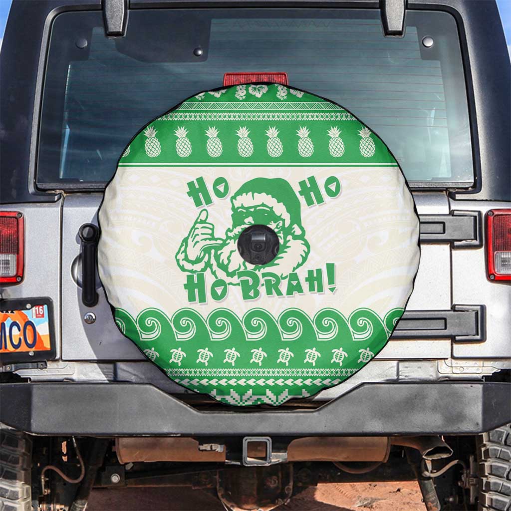Green Mele Kalikimaka Hawaii Spare Tire Cover Funny Ho Ho Ho Santa Shaka LT14 Green - Polynesian Pride