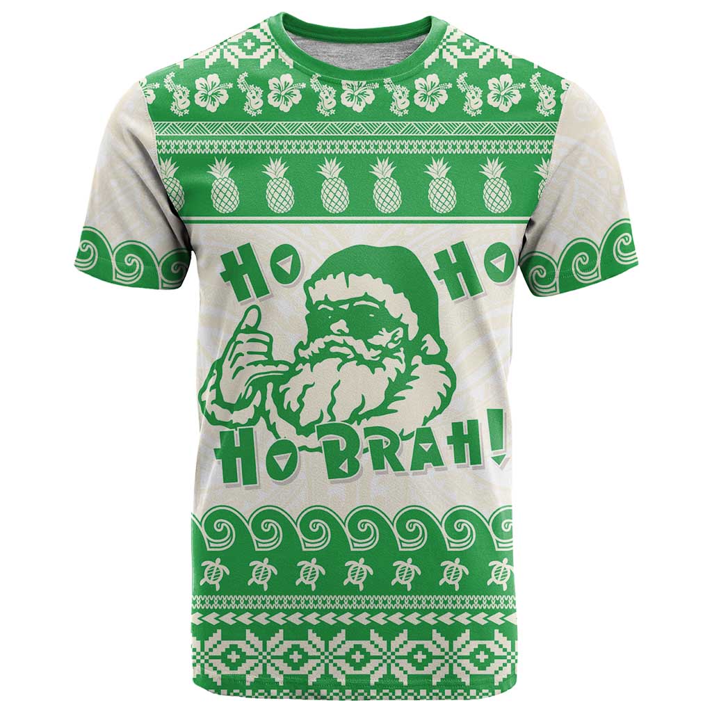 Green Mele Kalikimaka Hawaii T Shirt Funny Ho Ho Ho Santa Shaka - Polynesian Pride