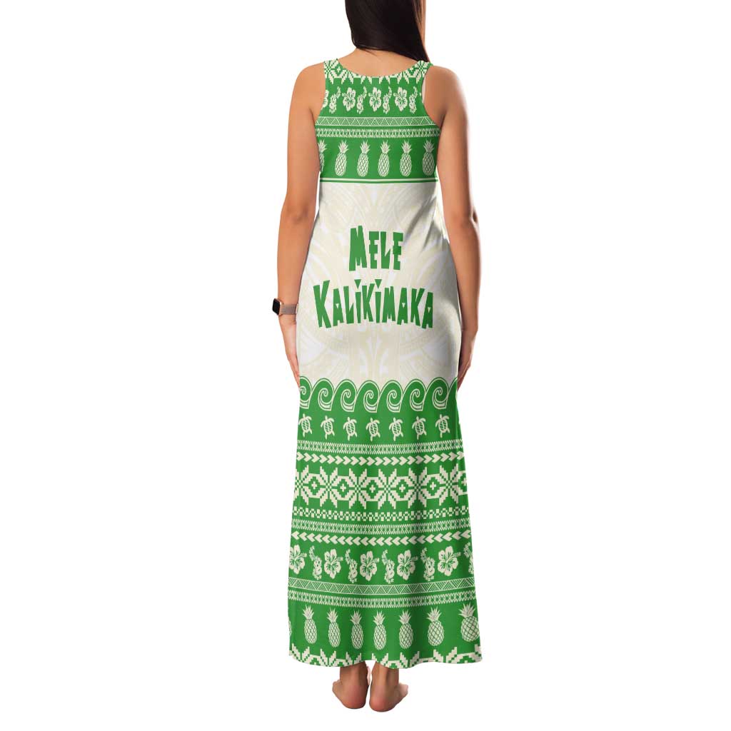 Green Mele Kalikimaka Hawaii Tank Maxi Dress Funny Ho Ho Ho Santa Shaka LT14 - Polynesian Pride