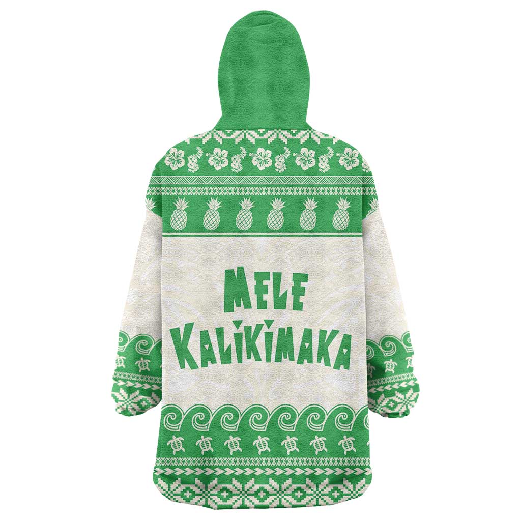 Green Mele Kalikimaka Hawaii Wearable Blanket Hoodie Funny Ho Ho Ho Santa Shaka - Polynesian Pride