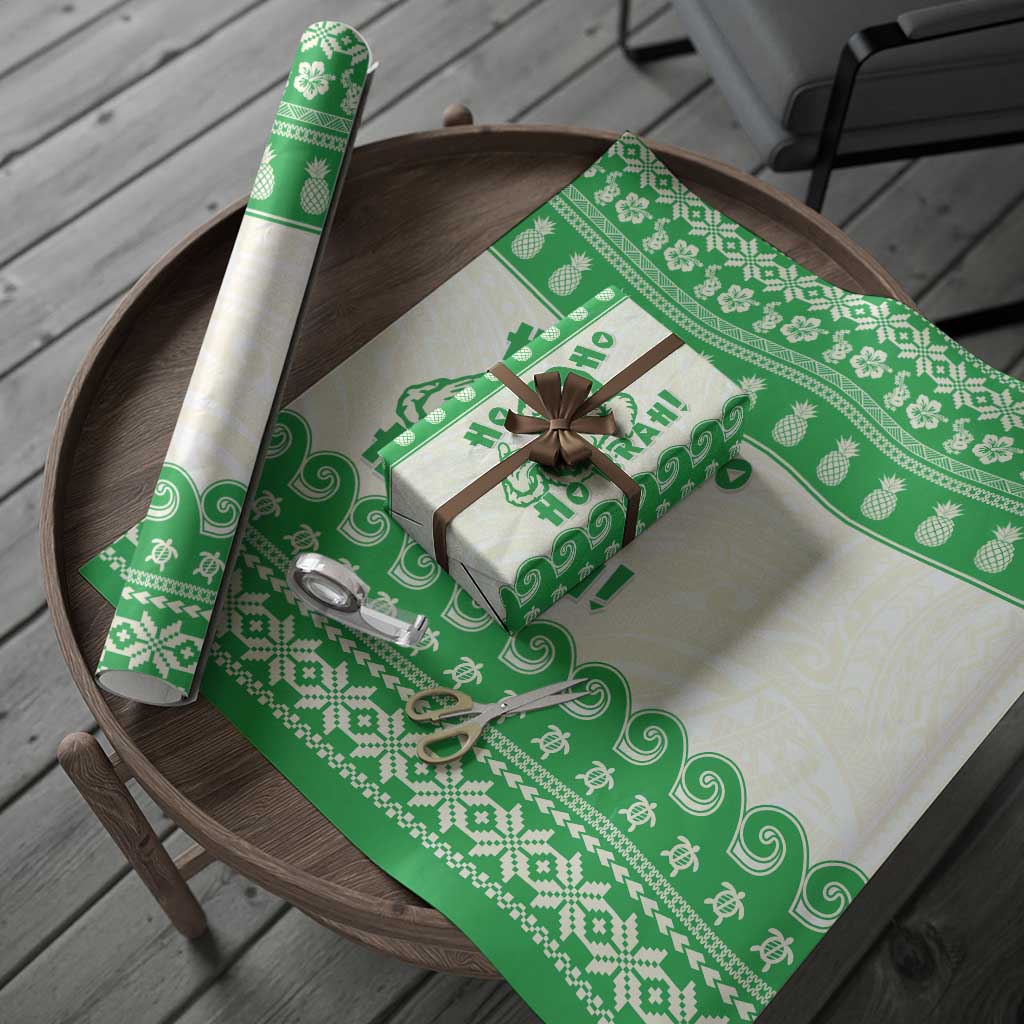 Green Mele Kalikimaka Hawaii Wrapping Paper Funny Ho Ho Ho Santa Shaka - Polynesian Pride
