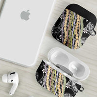 Black Palaka Hawaii Leis AirPods Case Hawaiian-plaid Elegant Tropical Vibes - Polynesian Pride