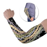 Black Palaka Hawaii Leis Arm Sleeves Hawaiian-plaid Elegant Tropical Vibes - Polynesian Pride