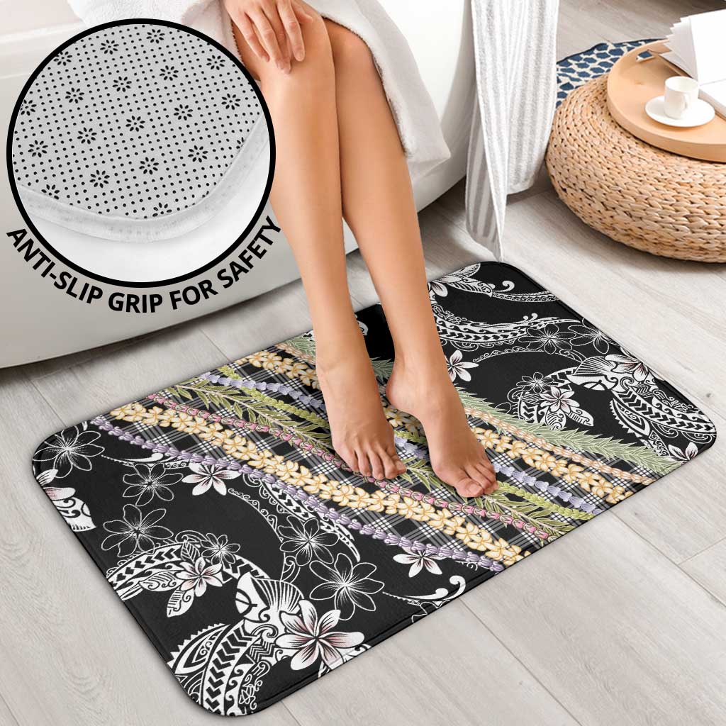 Black Palaka Hawaii Leis Bathroom Set Hawaiian-plaid Elegant Tropical Vibes - Polynesian Pride