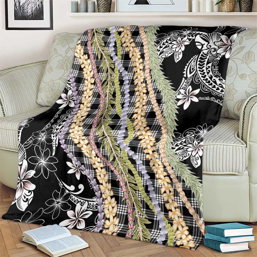 Black Palaka Hawaii Leis Blanket Hawaiian-plaid Elegant Tropical Vibes - Polynesian Pride