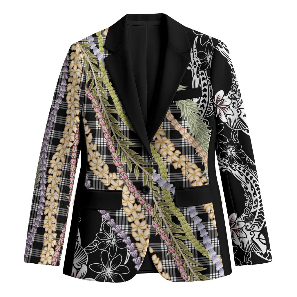 Black Palaka Hawaii Leis Blazer Hawaiian-plaid Elegant Tropical Vibes - Polynesian Pride