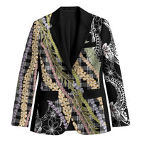 Black Palaka Hawaii Leis Blazer Hawaiian-plaid Elegant Tropical Vibes - Polynesian Pride
