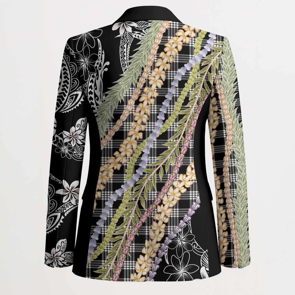 Black Palaka Hawaii Leis Blazer Hawaiian-plaid Elegant Tropical Vibes - Polynesian Pride