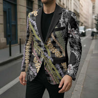 Black Palaka Hawaii Leis Blazer Hawaiian-plaid Elegant Tropical Vibes - Polynesian Pride