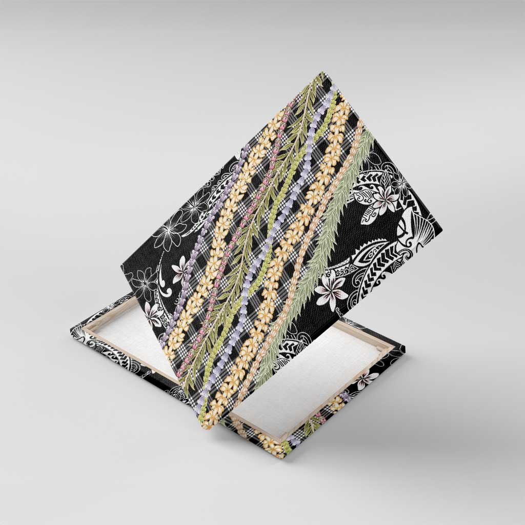 Black Palaka Hawaii Leis Canvas Wall Art Hawaiian-plaid Elegant Tropical Vibes - Polynesian Pride