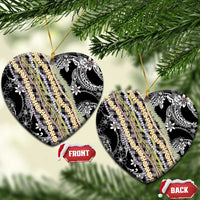 Black Palaka Hawaii Leis Ceramic Ornament Hawaiian-plaid Elegant Tropical Vibes - Polynesian Pride