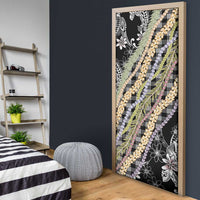 Black Palaka Hawaii Leis Door Cover Hawaiian-plaid Elegant Tropical Vibes - Polynesian Pride