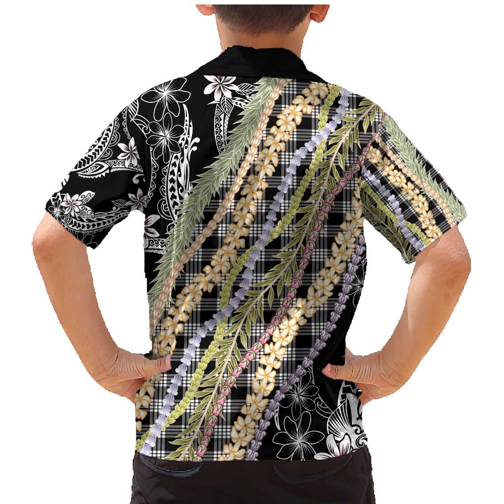 Black Palaka Hawaii Leis Family Matching Mermaid Dress and Hawaiian Shirt Hawaiian-plaid Elegant Tropical Vibes - Polynesian Pride