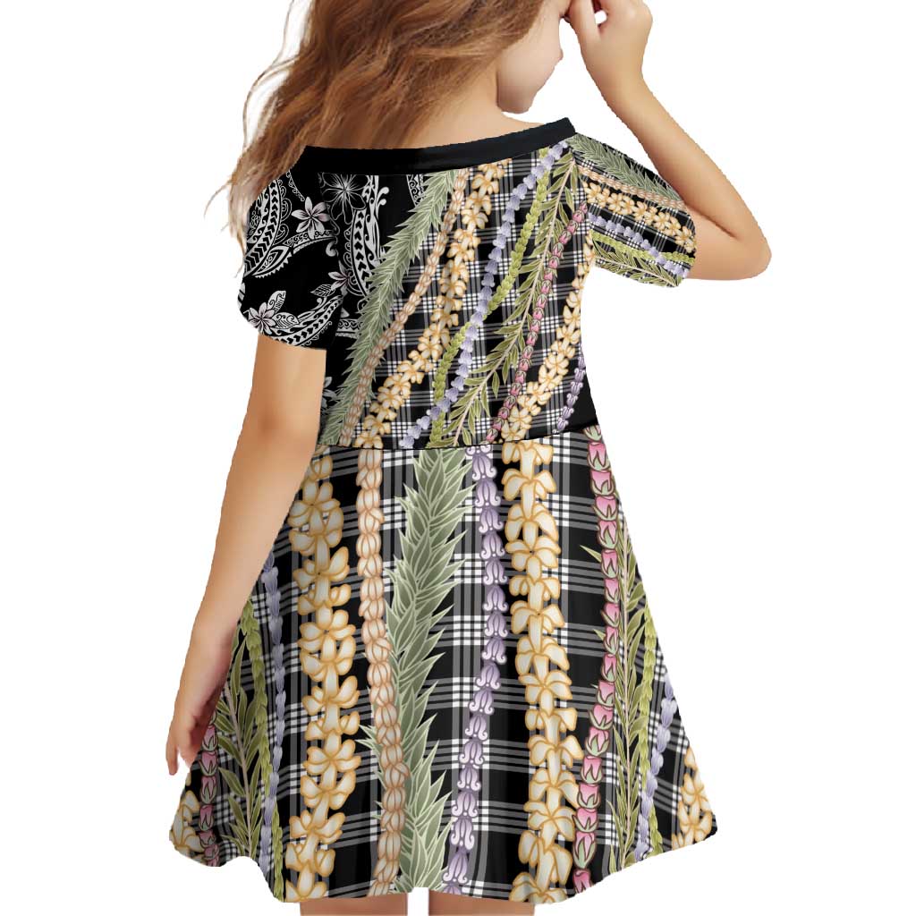 Black Palaka Hawaii Leis Family Matching Mermaid Dress and Hawaiian Shirt Hawaiian-plaid Elegant Tropical Vibes - Polynesian Pride