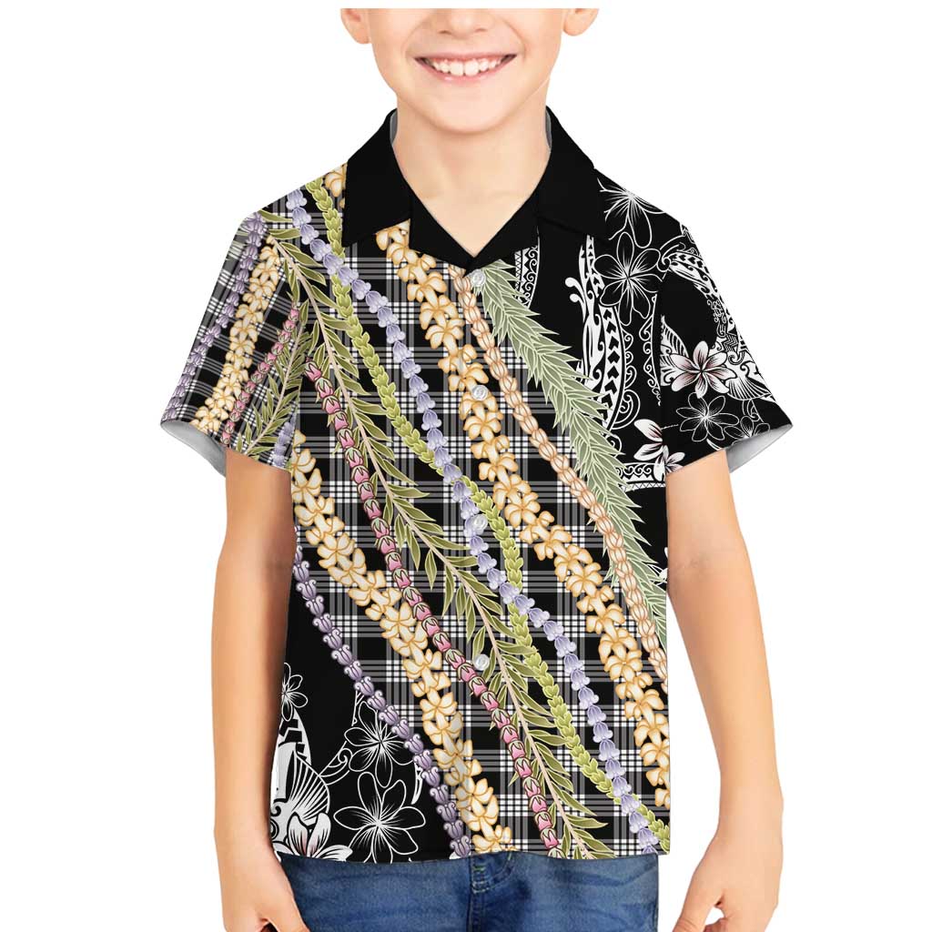 Black Palaka Hawaii Leis Family Matching Mermaid Dress and Hawaiian Shirt Hawaiian-plaid Elegant Tropical Vibes - Polynesian Pride