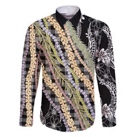 Black Palaka Hawaii Leis Family Matching Off Shoulder Maxi Dress and Hawaiian Shirt Hawaiian-plaid Elegant Tropical Vibes - Polynesian Pride