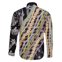 Black Palaka Hawaii Leis Family Matching Off Shoulder Maxi Dress and Hawaiian Shirt Hawaiian-plaid Elegant Tropical Vibes - Polynesian Pride