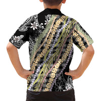 Black Palaka Hawaii Leis Family Matching Puletasi and Hawaiian Shirt Hawaiian-plaid Elegant Tropical Vibes - Polynesian Pride