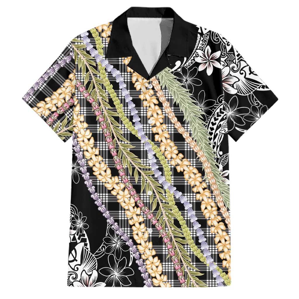 Black Palaka Hawaii Leis Family Matching Puletasi and Hawaiian Shirt Hawaiian-plaid Elegant Tropical Vibes - Polynesian Pride