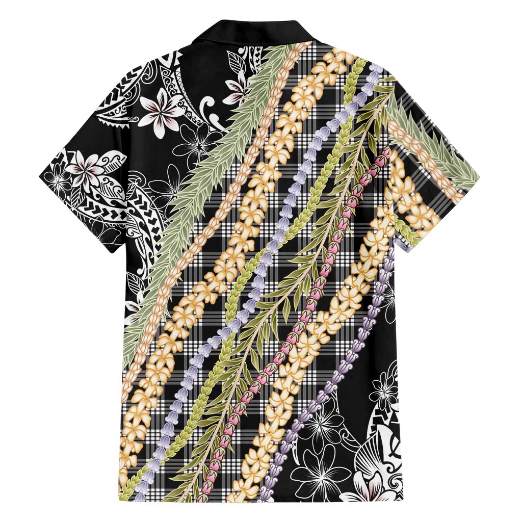 Black Palaka Hawaii Leis Family Matching Puletasi and Hawaiian Shirt Hawaiian-plaid Elegant Tropical Vibes - Polynesian Pride