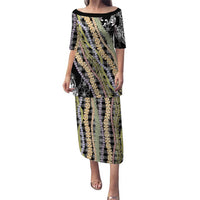 Black Palaka Hawaii Leis Family Matching Puletasi and Hawaiian Shirt Hawaiian-plaid Elegant Tropical Vibes - Polynesian Pride