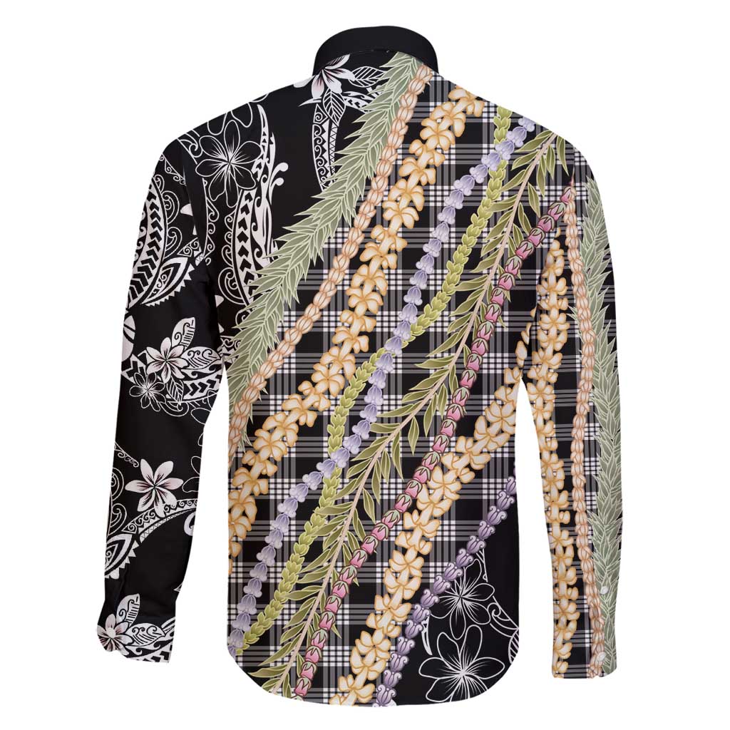 Black Palaka Hawaii Leis Family Matching Summer Maxi Dress and Hawaiian Shirt Hawaiian-plaid Elegant Tropical Vibes - Polynesian Pride