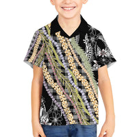 Black Palaka Hawaii Leis Family Matching Summer Maxi Dress and Hawaiian Shirt Hawaiian-plaid Elegant Tropical Vibes - Polynesian Pride