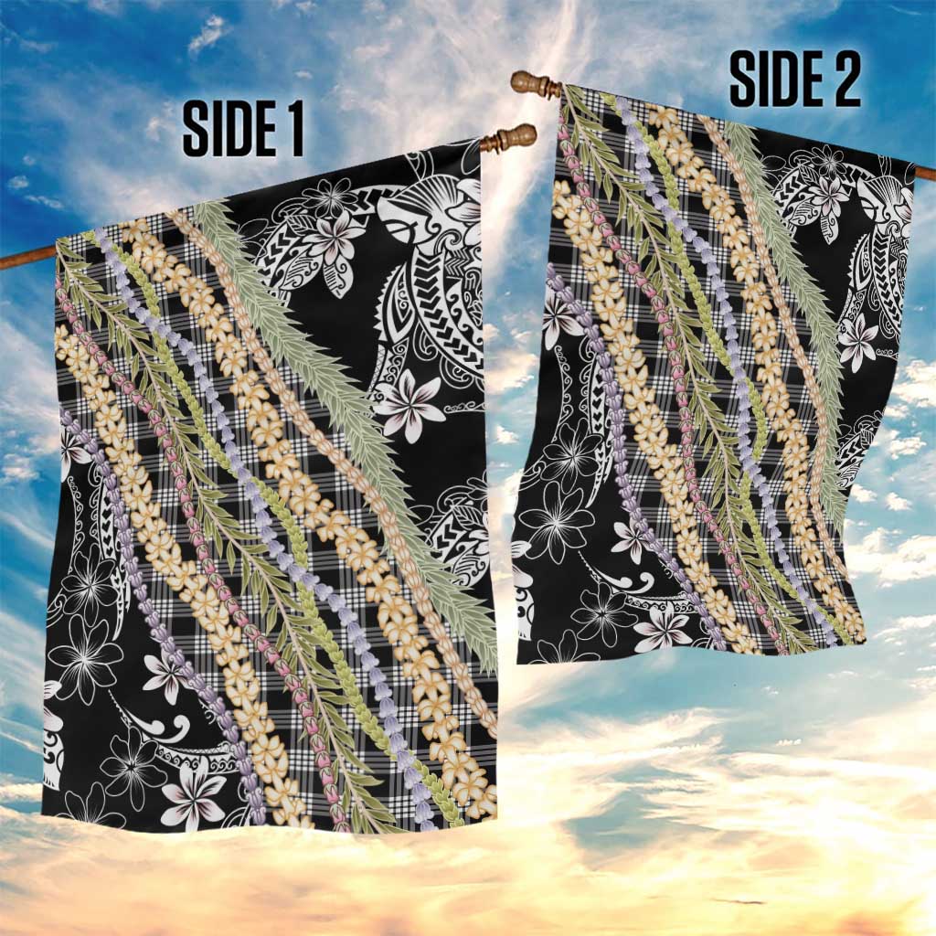 Black Palaka Hawaii Leis Garden Flag Hawaiian-plaid Elegant Tropical Vibes - Polynesian Pride