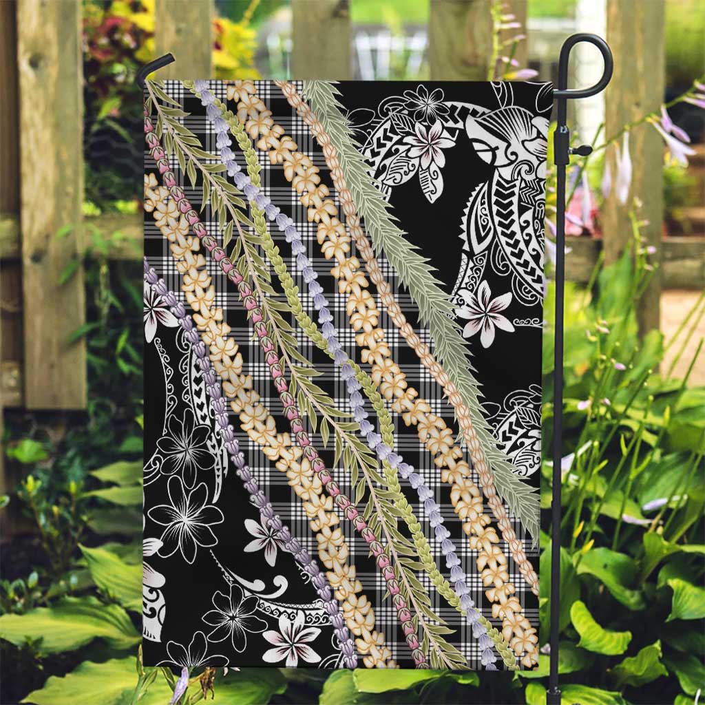 Black Palaka Hawaii Leis Garden Flag Hawaiian-plaid Elegant Tropical Vibes - Polynesian Pride